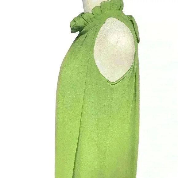Oubeini Gown Maxi Dress Size M/L Lime Green Sleeveless Halter Neck Keyhole Back - Picture 3 of 12